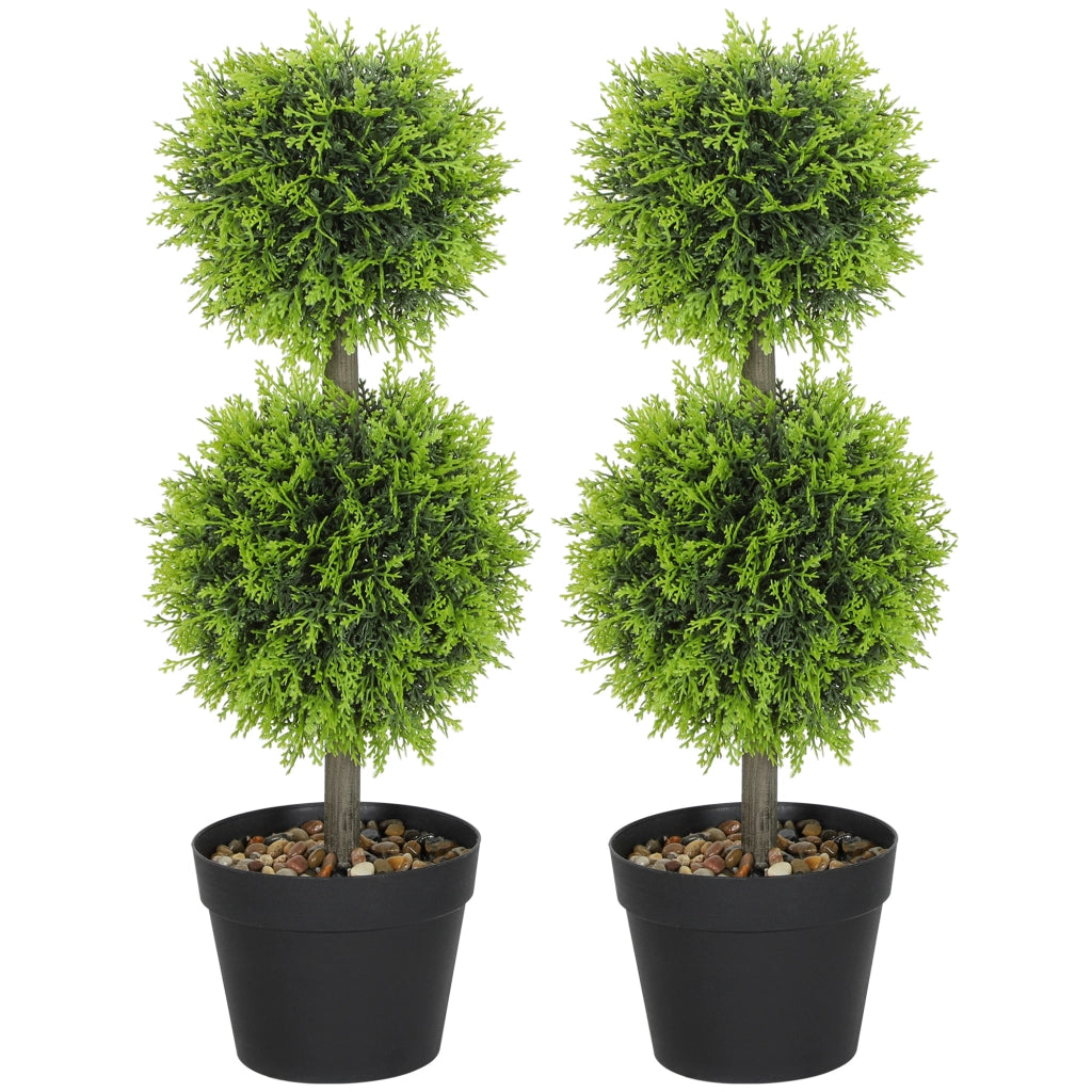 Piante artificiali decorative ¨C zephmum ¨C 2 pezzi, buxus sfera 60 cm, plastica, verde