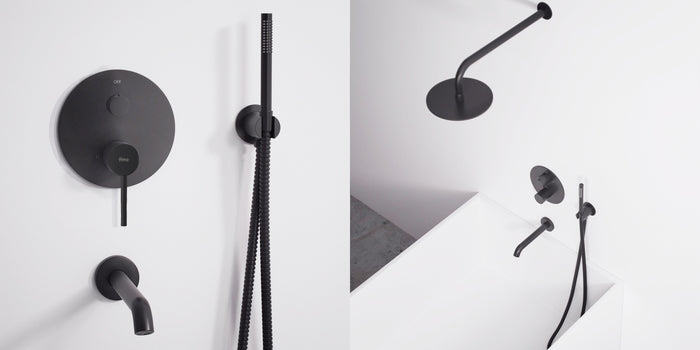 Set Da Vasca-doccia Da Incasso Rea Lungo Black + Box