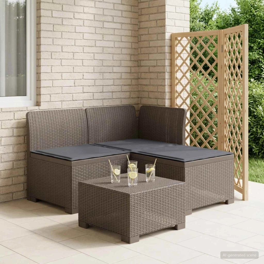 Divano da giardino 3 posti con cuscini in look rattan 3 posto 8011903