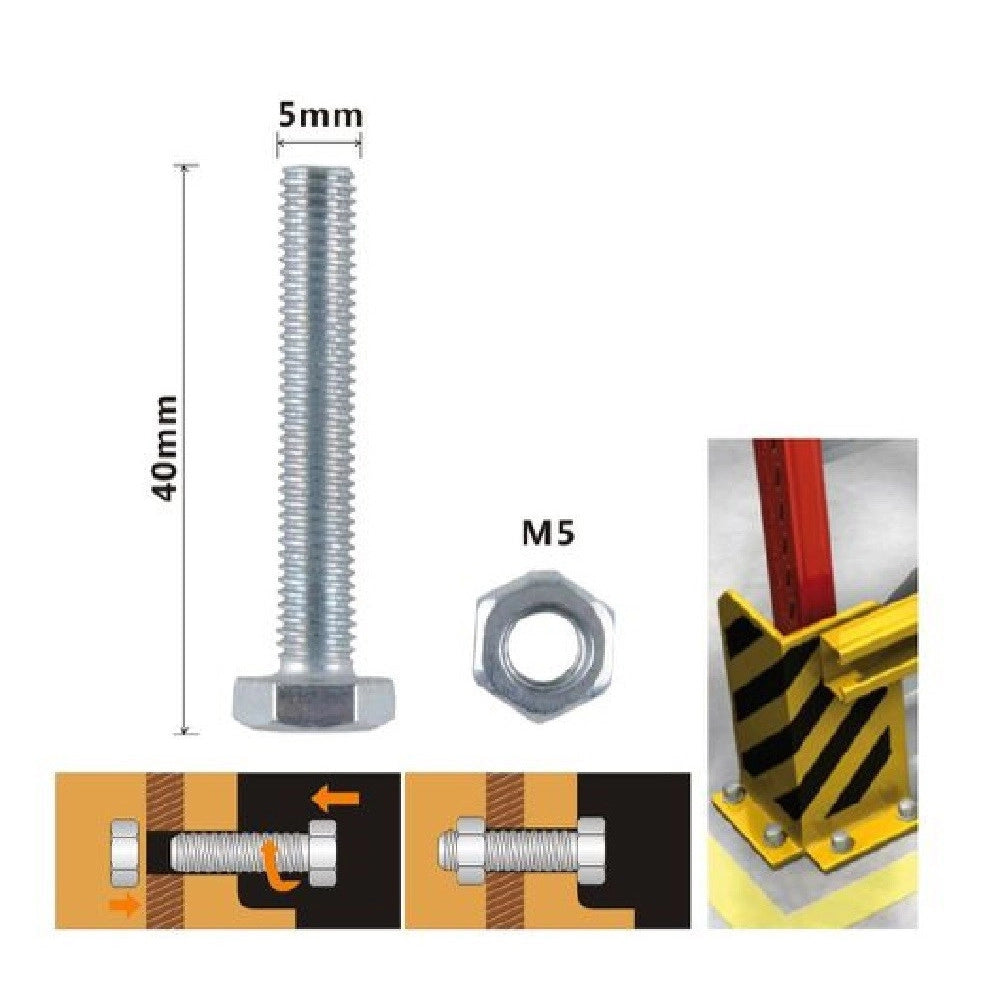 Trade Shop - Set 8pz Vite Viti Per Esterno A Testa Esagonali 5 X 40 Mm Con Dadi Dado M5 90912 -