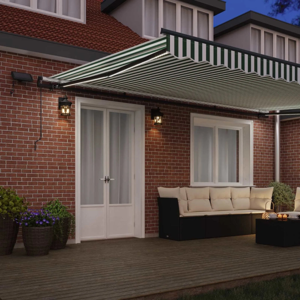 Tenda Retrattile Verde e bianco 500 ×350 cm Tessuto 3331586