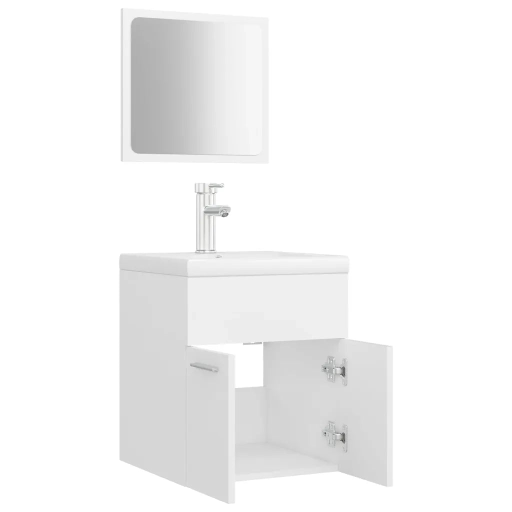 Set Mobili da Bagno Bianco in Legno Multistrato