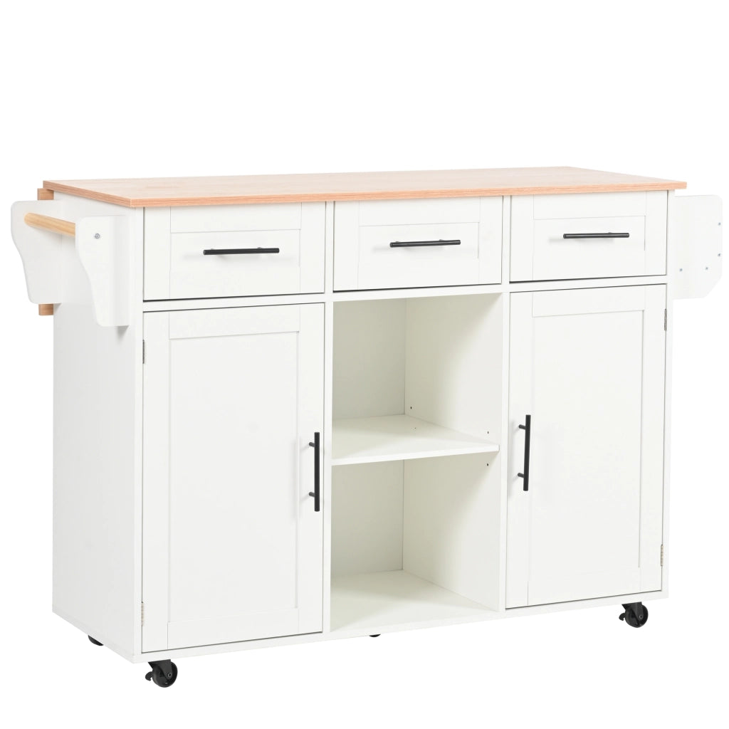 Carrello da cucina 139x46(71)x91.5 cm con piano pieghevole bianco