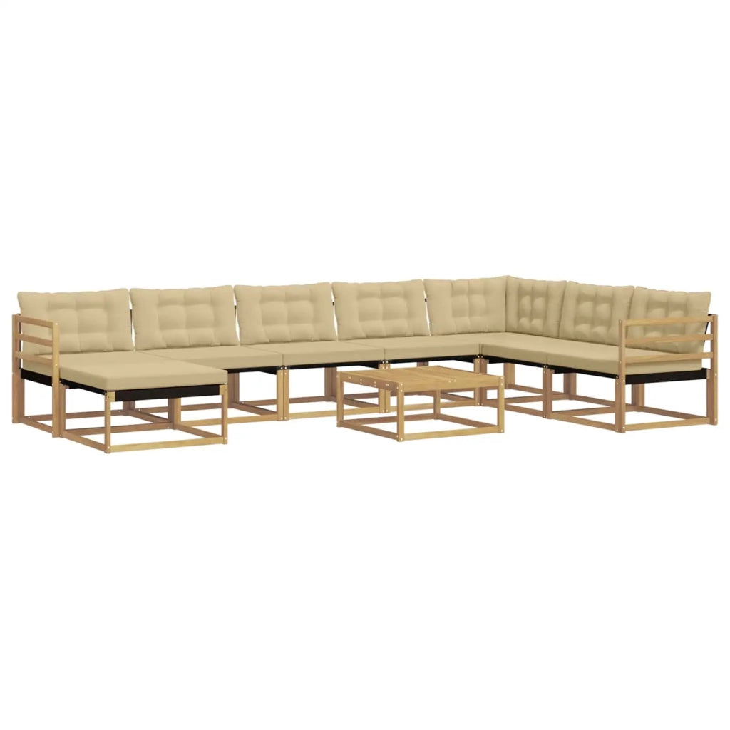Set di divani da esterno 9 pcs Bianco e Beige