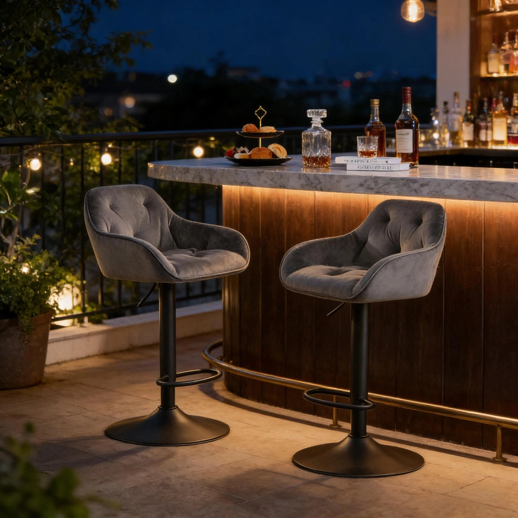SGABELLO BAR Set da 2 pezzi 62,5-84 cm Samt Grigio Scuro