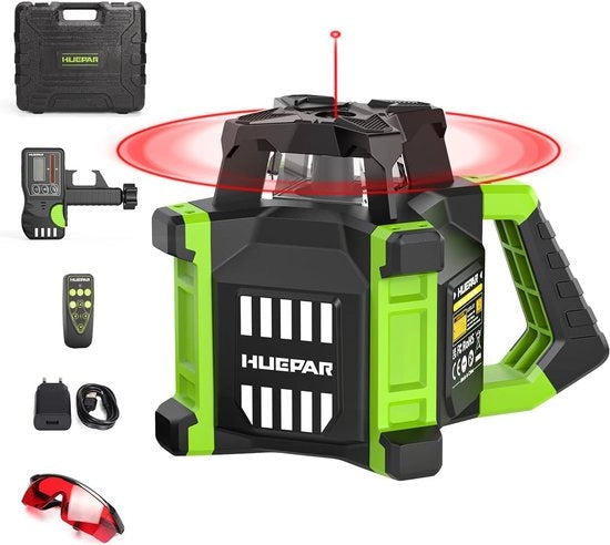 Kit di livellamento laser rotante con fascio laser orizzontale da 360 gradi per dentro e fuori con ricevitore e occhiali