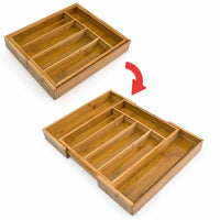 Portaposate Estensibile da Cassetto Cucina Porta Posate in Legno Bambù 37x31cm