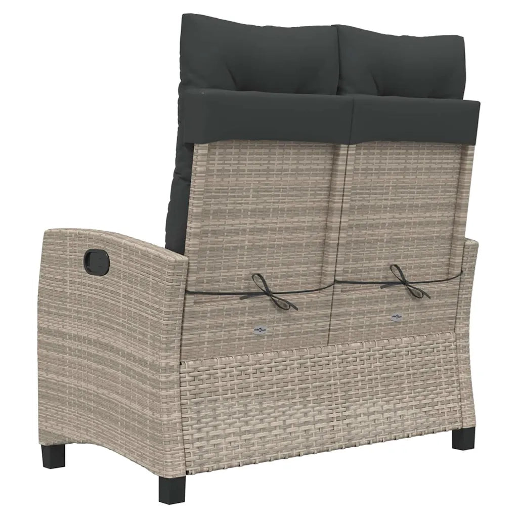 Panca Reclinabile Giardino con Cuscini-Sgabello-Sedia da esterno Grigio Chiaro Polyrattan 449871