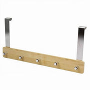 Trade Shop - Appendiabiti Per Porta In Metallo Legno Con 5 Posti Ganci Giacche Vestiti 79551 -
