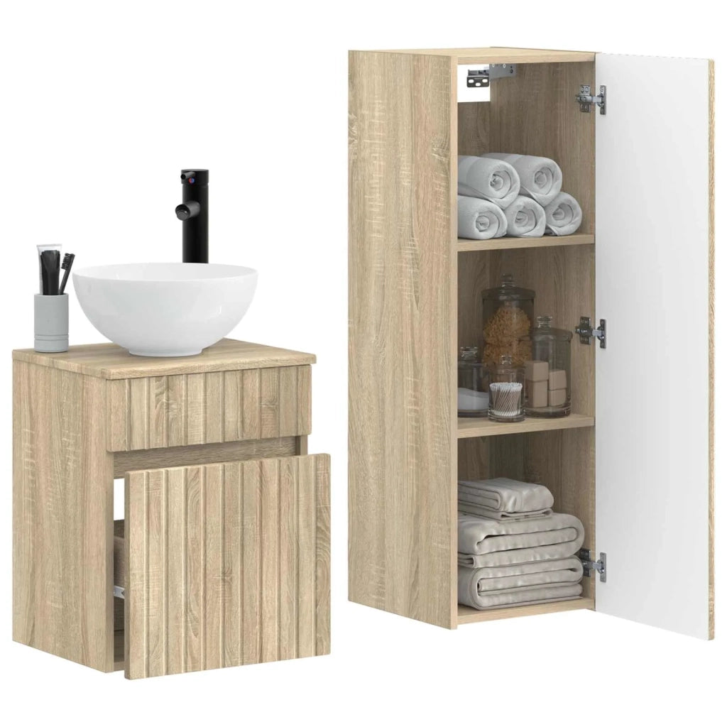 Set di mobili per il bagno 2 pz Rovere Sonoma 3406135