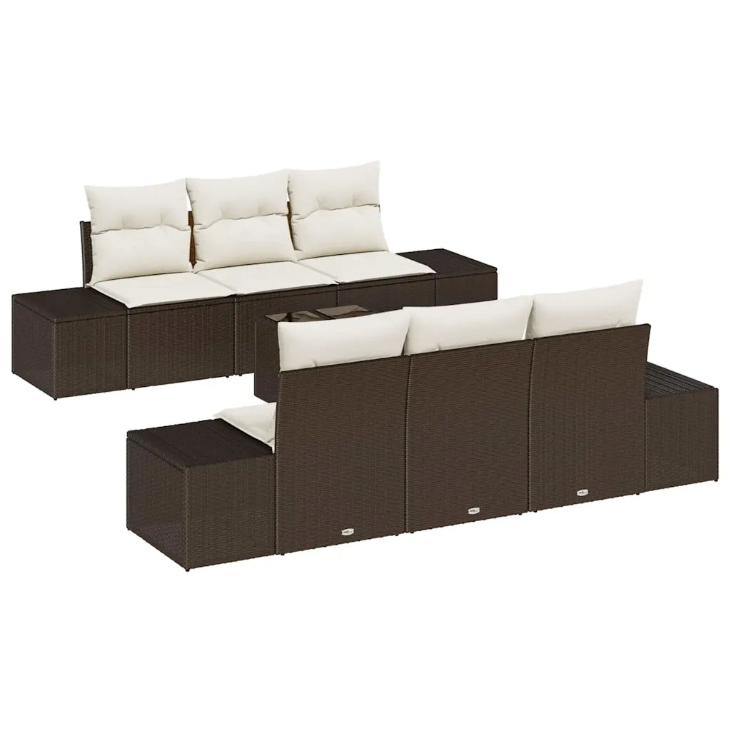 Set Divano da Giardino 8 pcs Marrone e Crema polyrattan