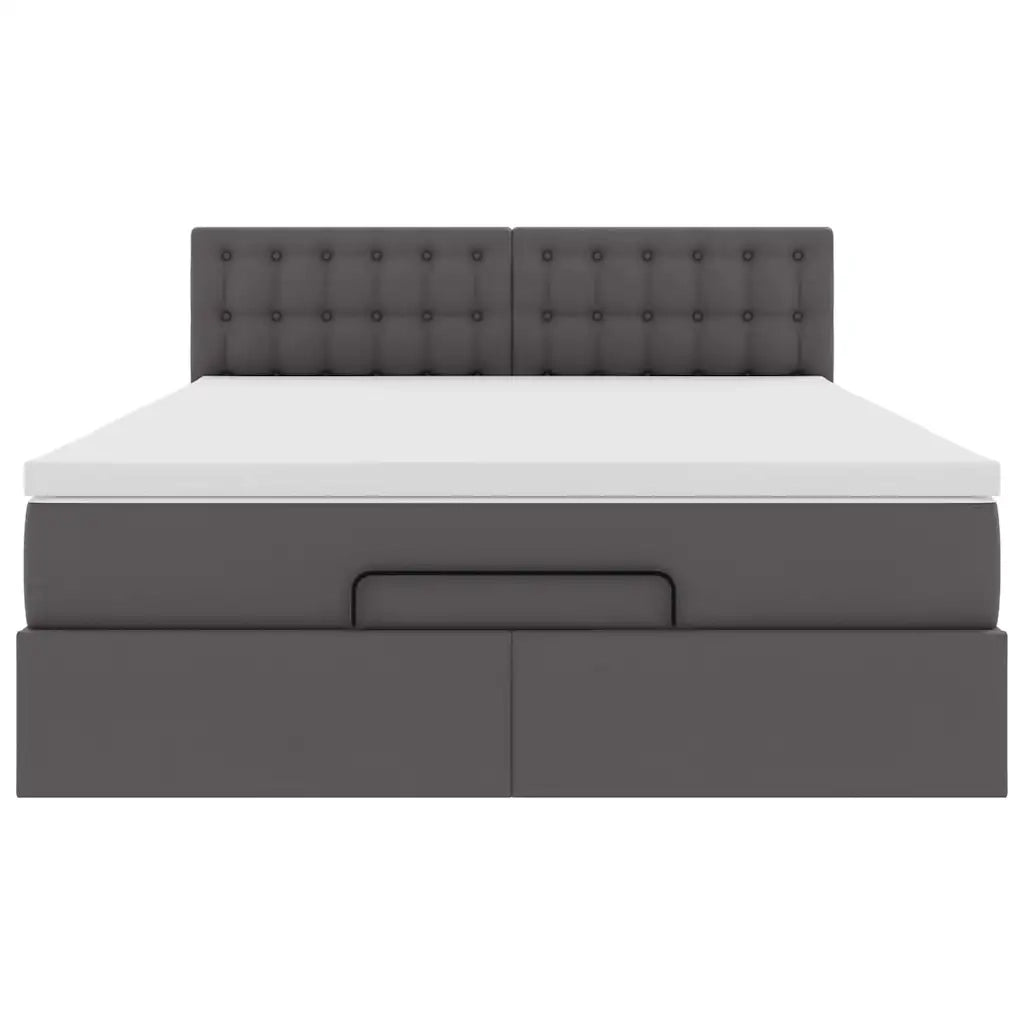 Pouf Letto con Materassi e LED Grigio 140x200cm Similpelle
