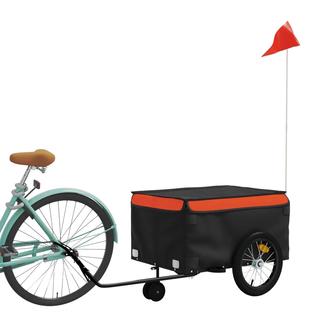 Rimorchio da Bici Nero e Arancione 45 kg in Ferro 94103