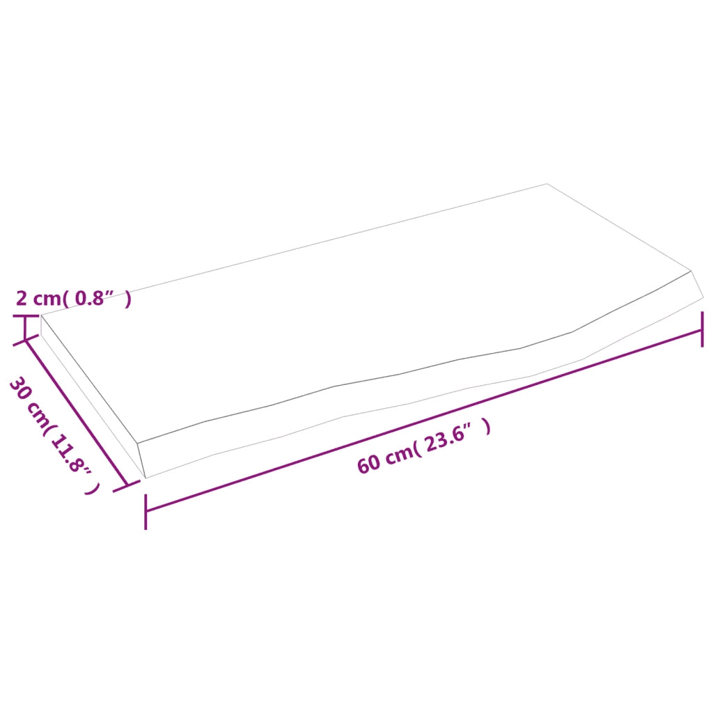 Ripiano a Parete 60x30x2 cm Legno Massello Rovere Non Trattato