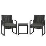 Set da bistrot in rattan, set di mobili da giardino composto da 3 pezzi con 2 sedie da giardino, tavolino, cuscini sfoderabili, grigio scuro