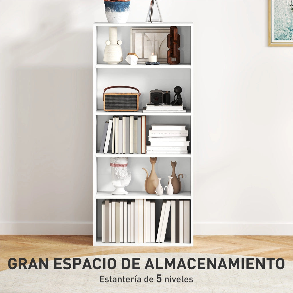 Libreria con 3 Ripiani Aggiustabili ¨C zephmum ¨C 60x24x133,5 cm Bianco