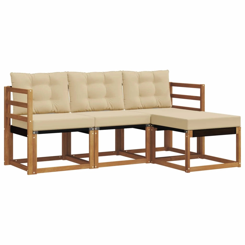 Set di divani da esterno con cuscino 4 pcs Naturale e Beige 3368536