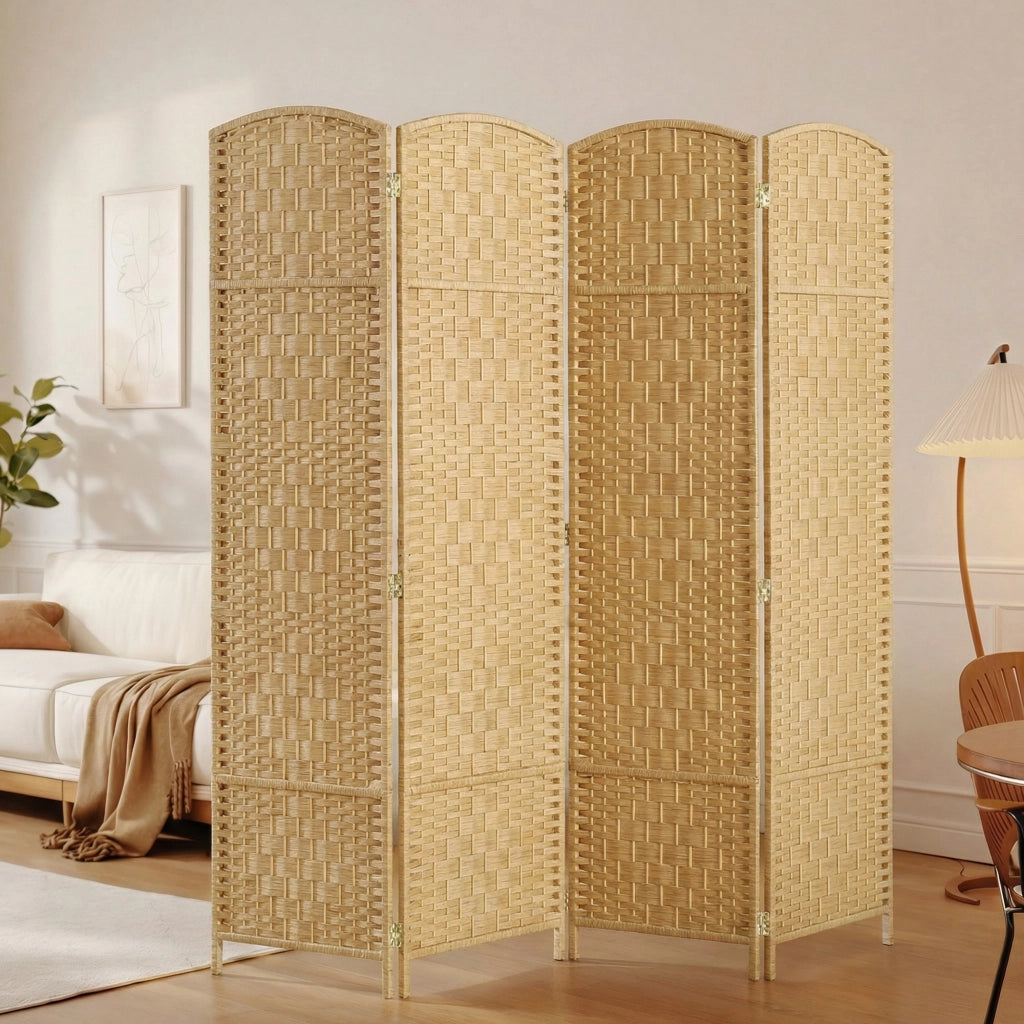 Paravento 4 Ante Legno Pieghevole ¨C zephmum ¨C 180x180 cm Legno Naturale