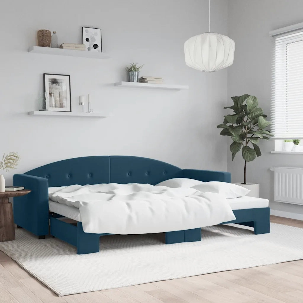 Divano Letto con Letto Estraibile Blu 80x200 cm in Velluto 3197293
