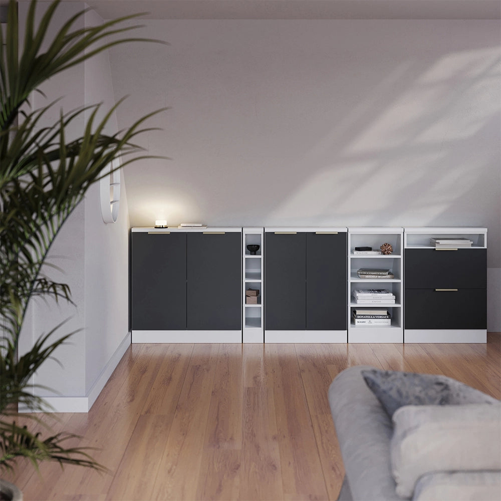Mobile sottotetto Rion Antracite-oro/Bianco 60 x 83.8 cm con 2 porte Vicco