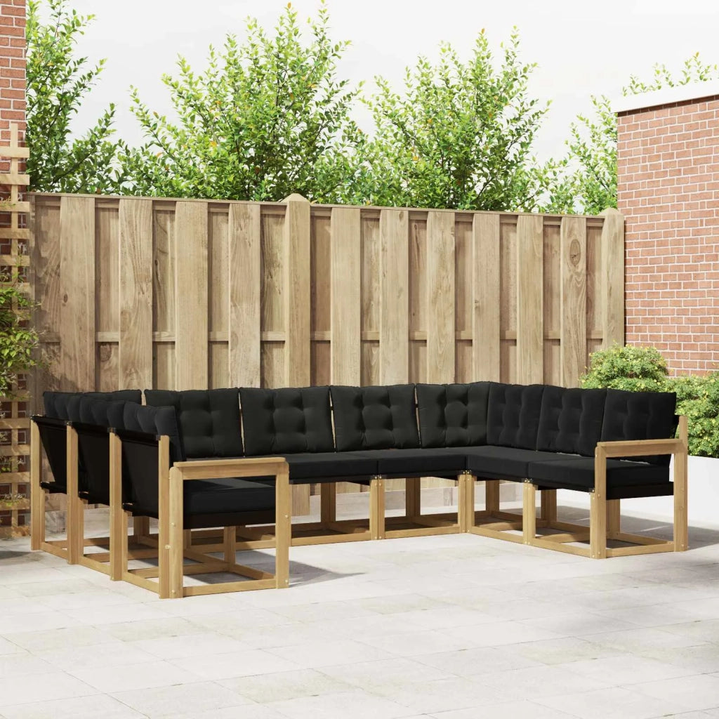 Set di divani da esterno 9 pz Bianco e Nero 3389854