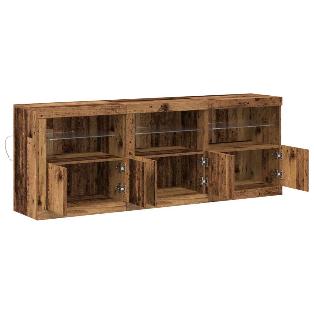 Credenza con Luci LED Legno Vecchio 181,5x37x67 cm Legno Ingegnerizzato