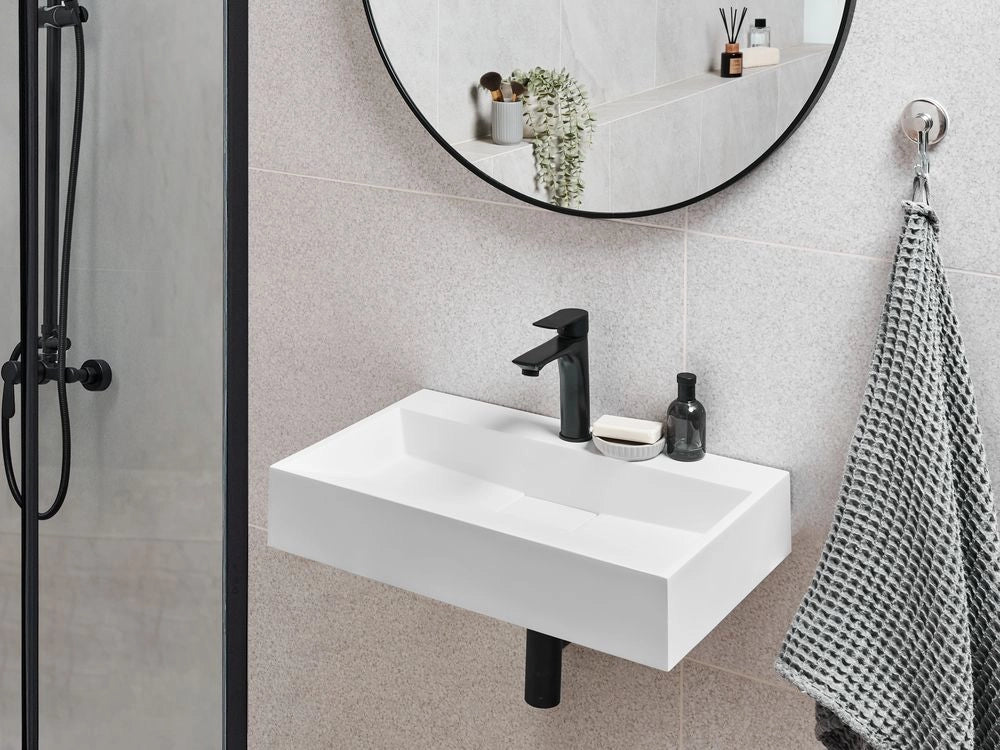 Lavabo bagno classico rettangolare in ceramica finitura lucida 60 x 38 cm Bianco Lavello da bagno rettangolare