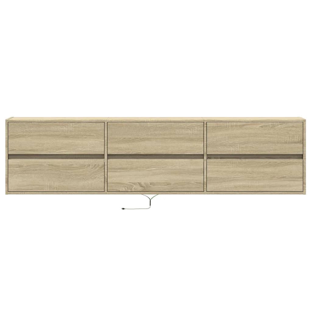 Mobile TV multimediale scaffale TV credenza mobile TV sala da pranzo soggiorno camera da letto a parete con illuminazione a LED rovere Sonoma 180 x 31 x 45 cm marrone 02_0027829