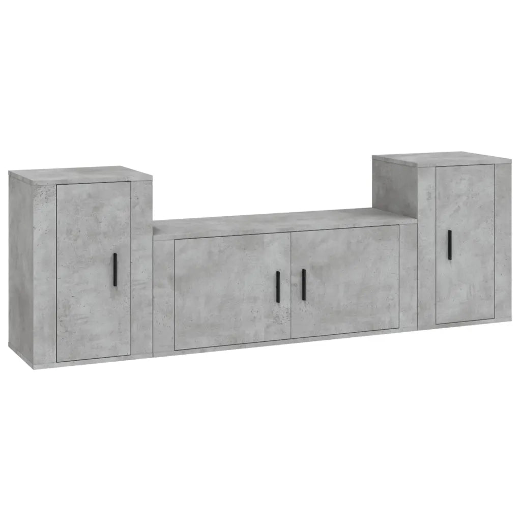 Set di Mobili Porta TV 3 pz Grigio Cemento in Legno Multistrato 3188514