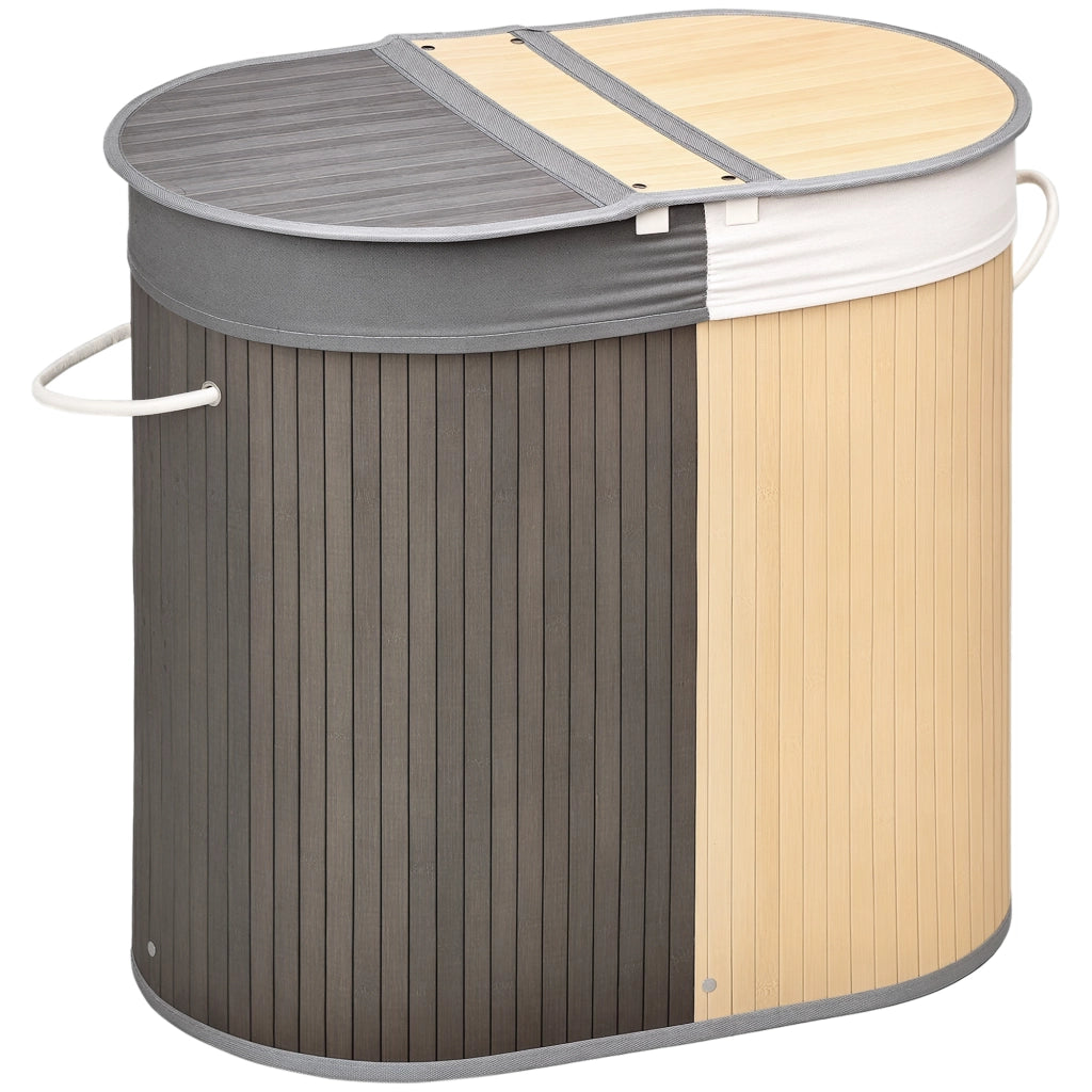 Cestino per bucato in bamb¨´ 100L ¨C zephmum ¨C grigio 62.5x37x60.5 cm