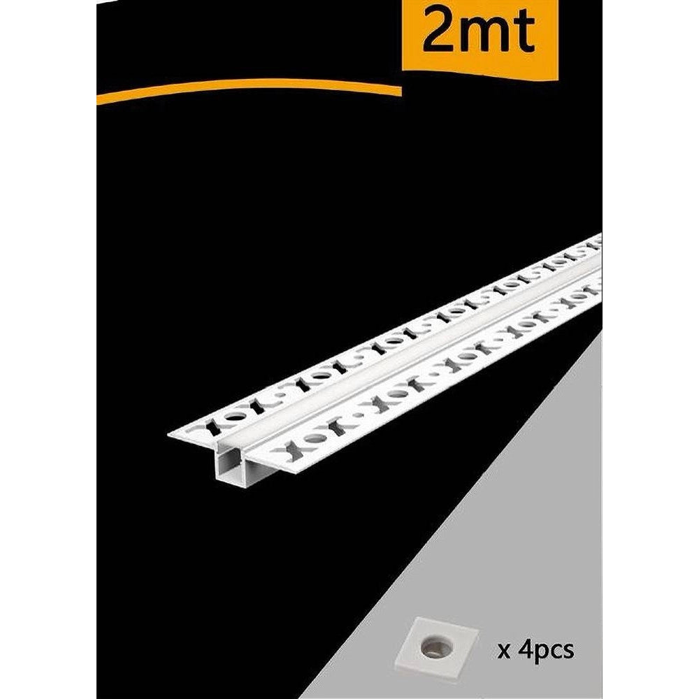 Trade Shop - Profilo Da Incasso A Scomparsa Alluminio 2 Mt Copertura Opaca Strip Led Al-11 -