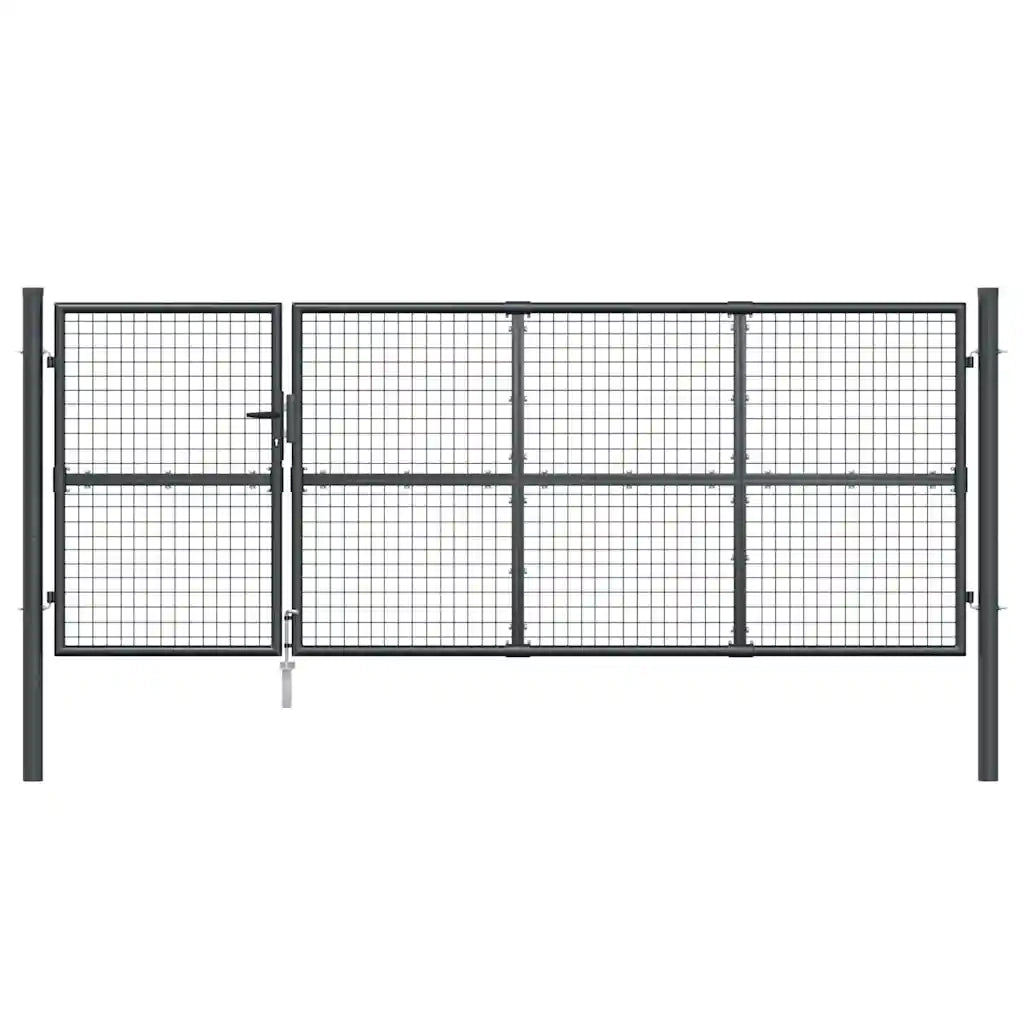 Cancello da Giardino Rete Antracite 350x175 cm Acciaio Zincato
