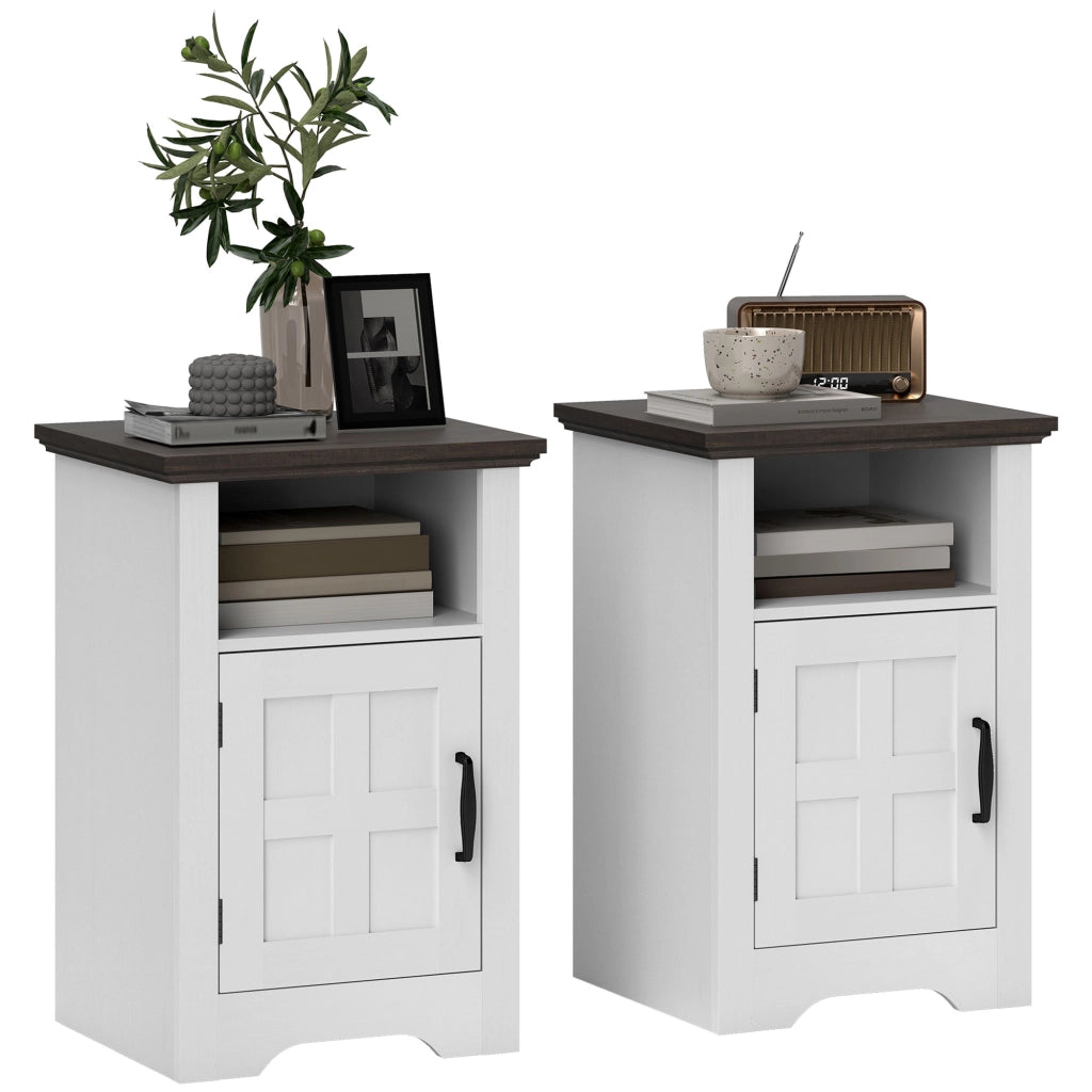 Tavolino Rustico con Anta e Ripiano ¨C zephmum ¨C 40x35x60 Bianco e Marrone