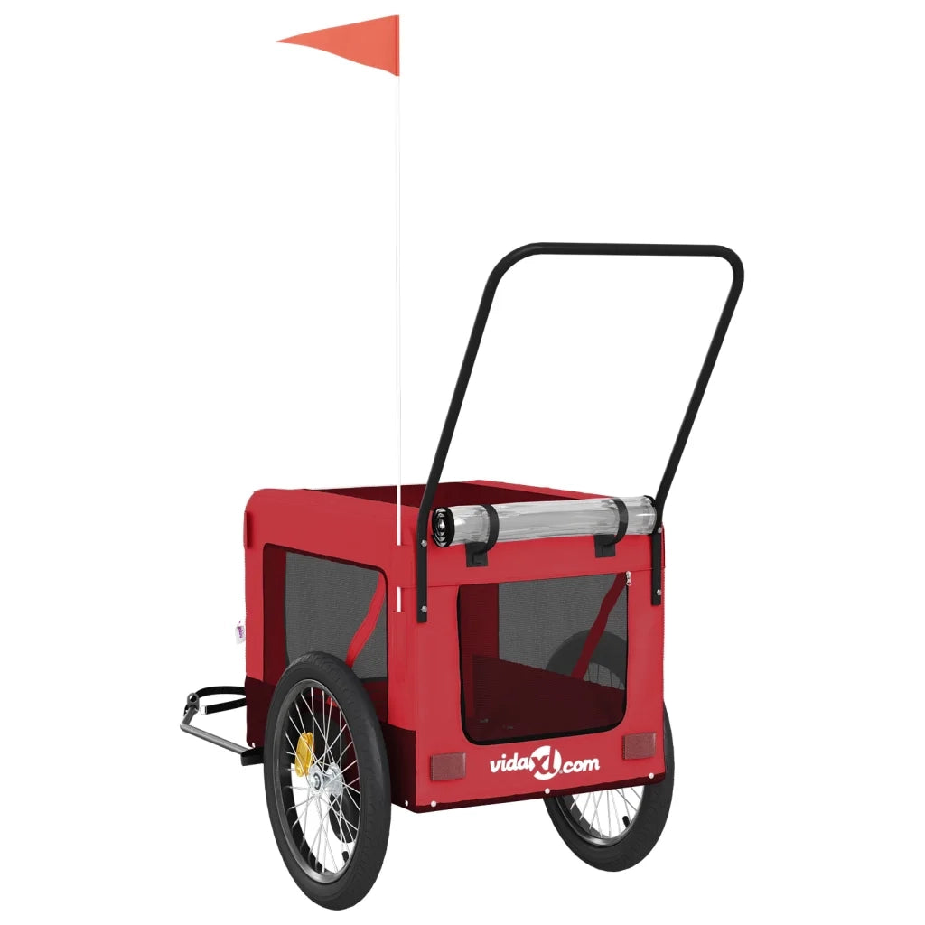 Rimorchio da Bici per Animali Rosso e Nero Oxford e Ferro 93943