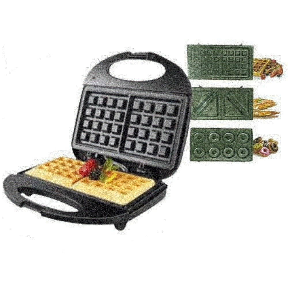 Trade Shop - Piastra Per Waffle Colazione 900w Riscaldamento Rapido Con Piastre Intercambiabili Q-hb22 -