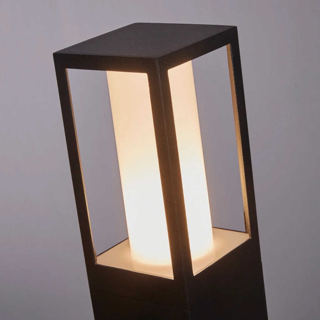 Paletto Da Esterno Moderno Viale Alluminio Nero Policarbonato 1 Luce Gu10 73Cm