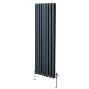 Radiatore a colonna ovale e valvole cromate TRV Designer grigio antracite 1600mm x 480mm