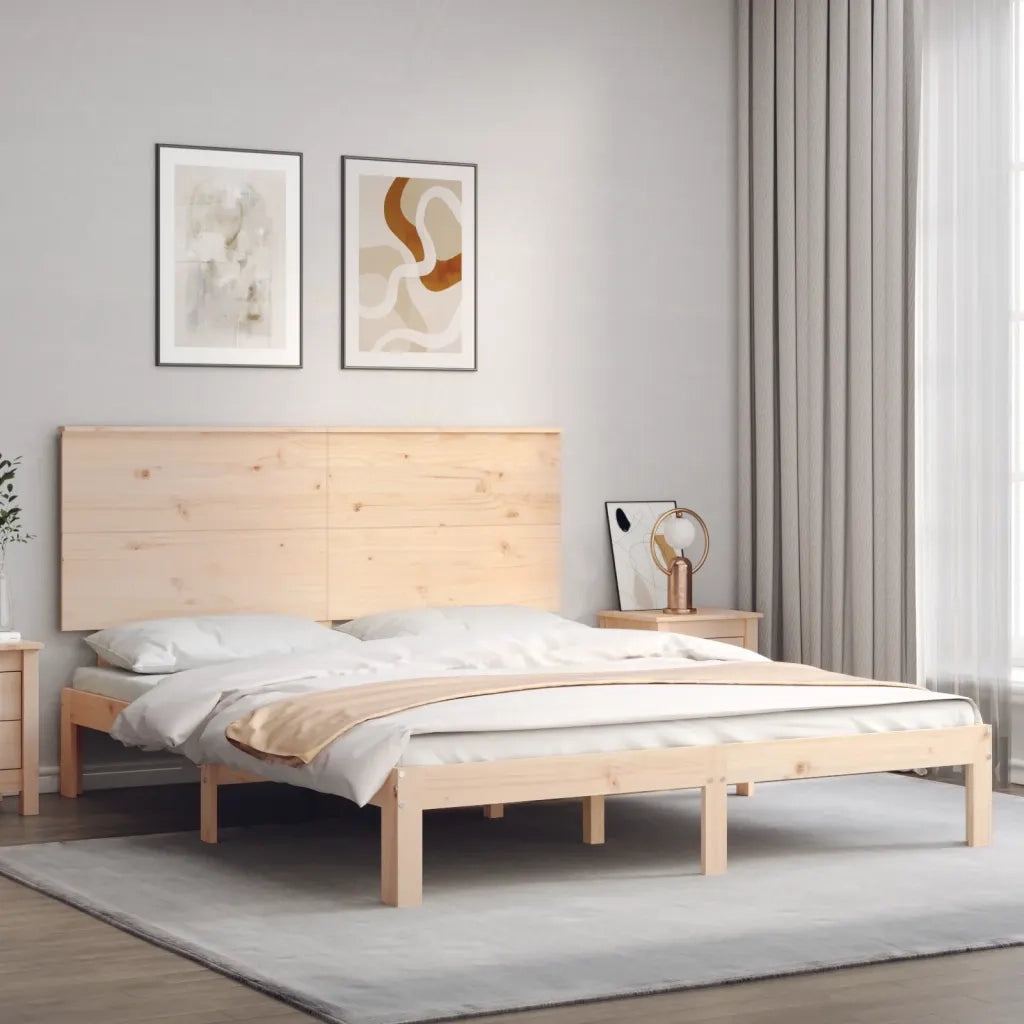 Giroletto con Testiera-Struttura Letto con testiera King Size in Legno Massello 866831