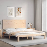 Giroletto con Testiera-Struttura Letto con testiera King Size in Legno Massello 866831