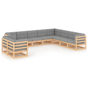 Set Divani da Giardino 10 pz con Cuscini Legno Massello di Pino cod mxl 52352
