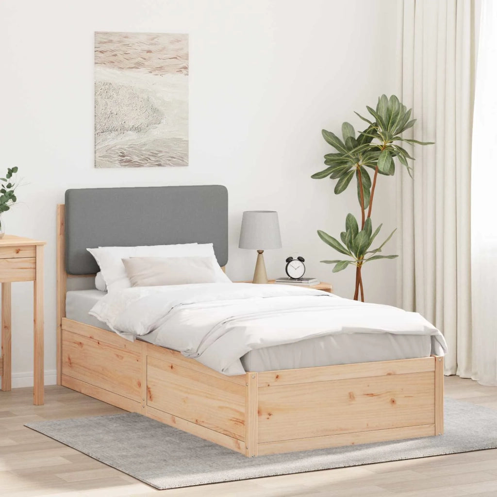 Letto con Testiera Rivestita Grigio chiaro 80 x 200 cm