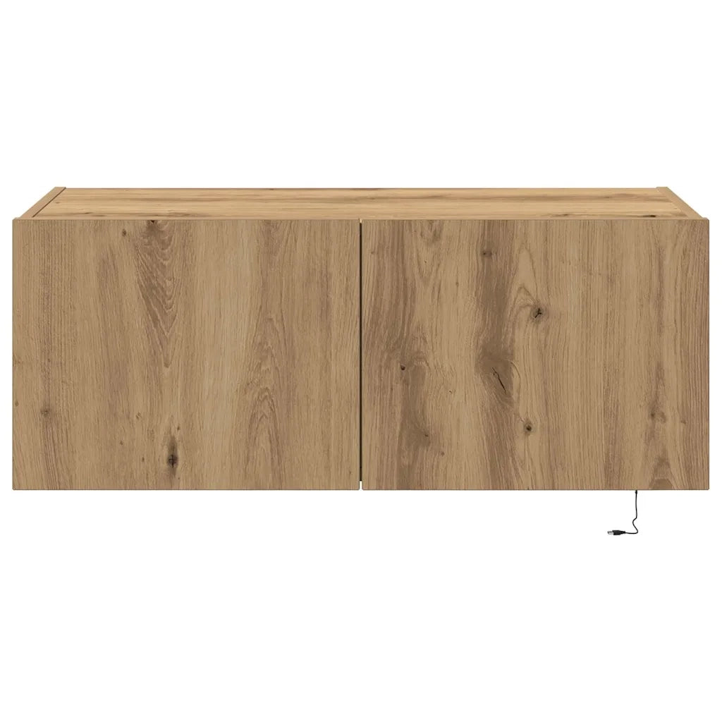 Mobile TV da parete con LED Rovere artigianale 80 x 35 x 31 cm 863106