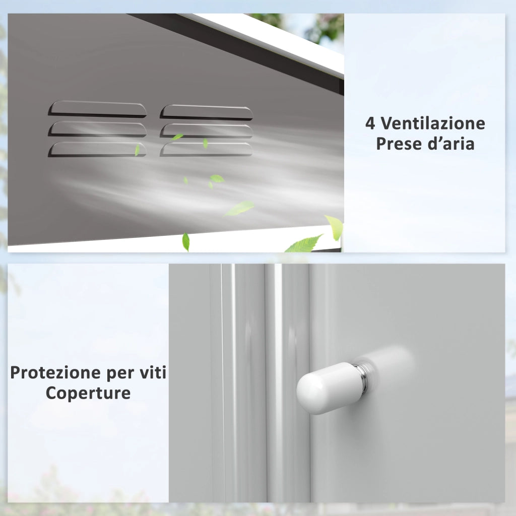 Casetta da Giardino ¨C zephmum ¨C Effetto Legno Acciaio 230x170x215 cm