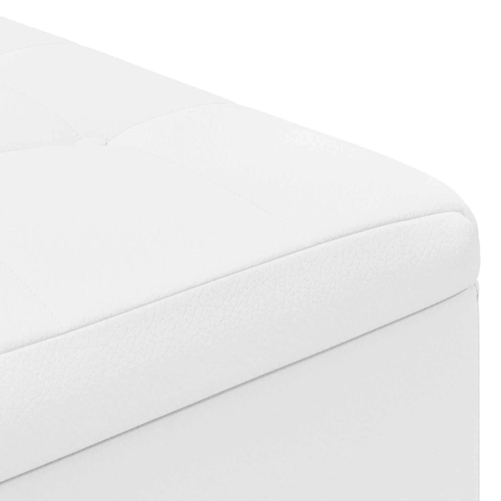 Pouf contenitore Bianco 60 x 60 x 45 cm Pelle sintetica