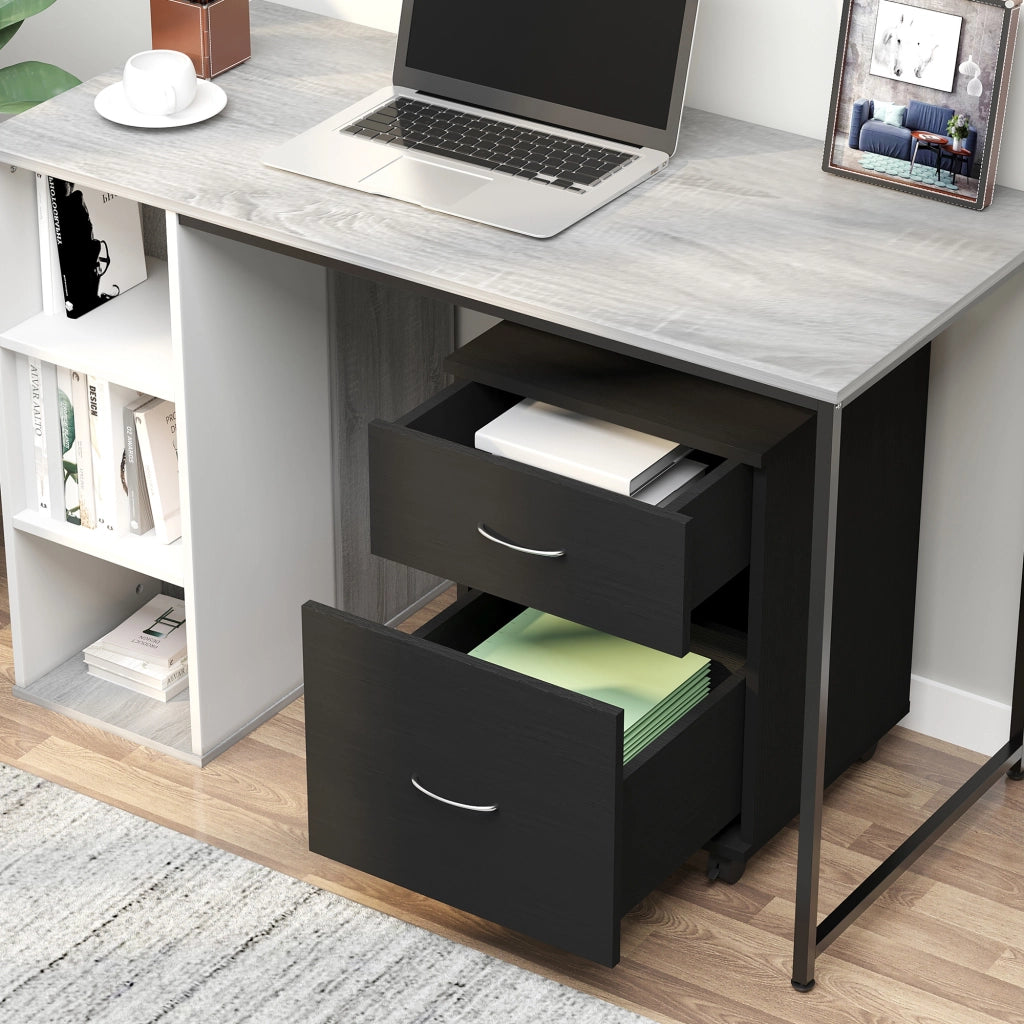 Cassettiera con Ruote ¨C Zephmum ¨C Legno, 2 Cassetti, 41x39x58 cm, Nero