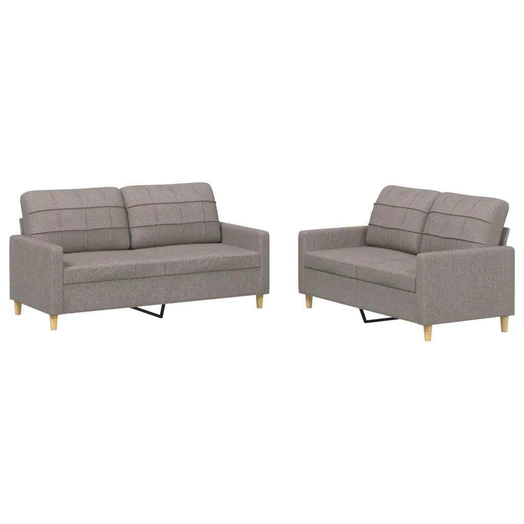 Set di Divani 2 pz con Cuscini Tortora in Tessutocod mxl 107046