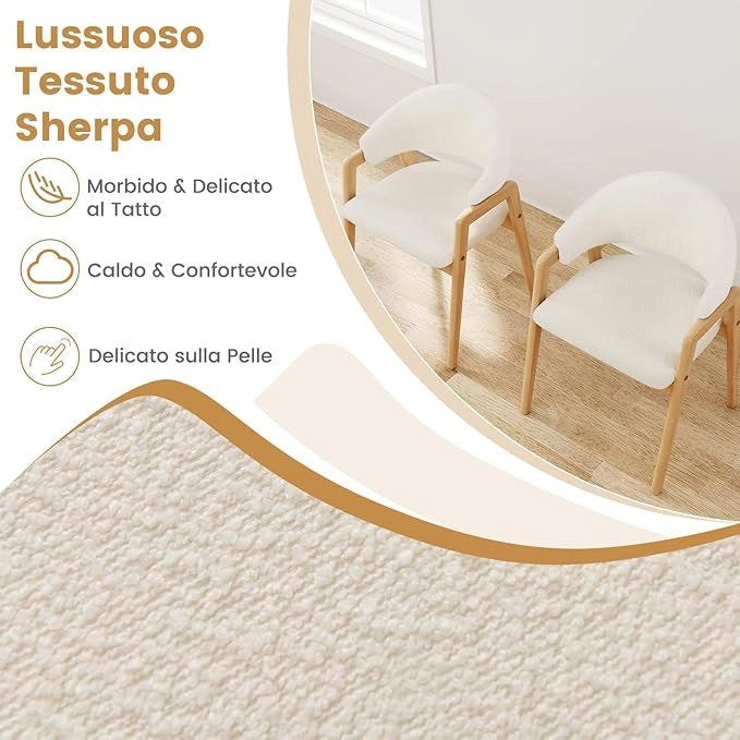 Set di 2 Sedie da Pranzo, Sedia da Cucina con Seduta Imbottita e Schienale Curvo Ergonomico, Bracciolo Confortevole e Piedini Regolabili, Poltrona in Legno per Sala da Pranzo