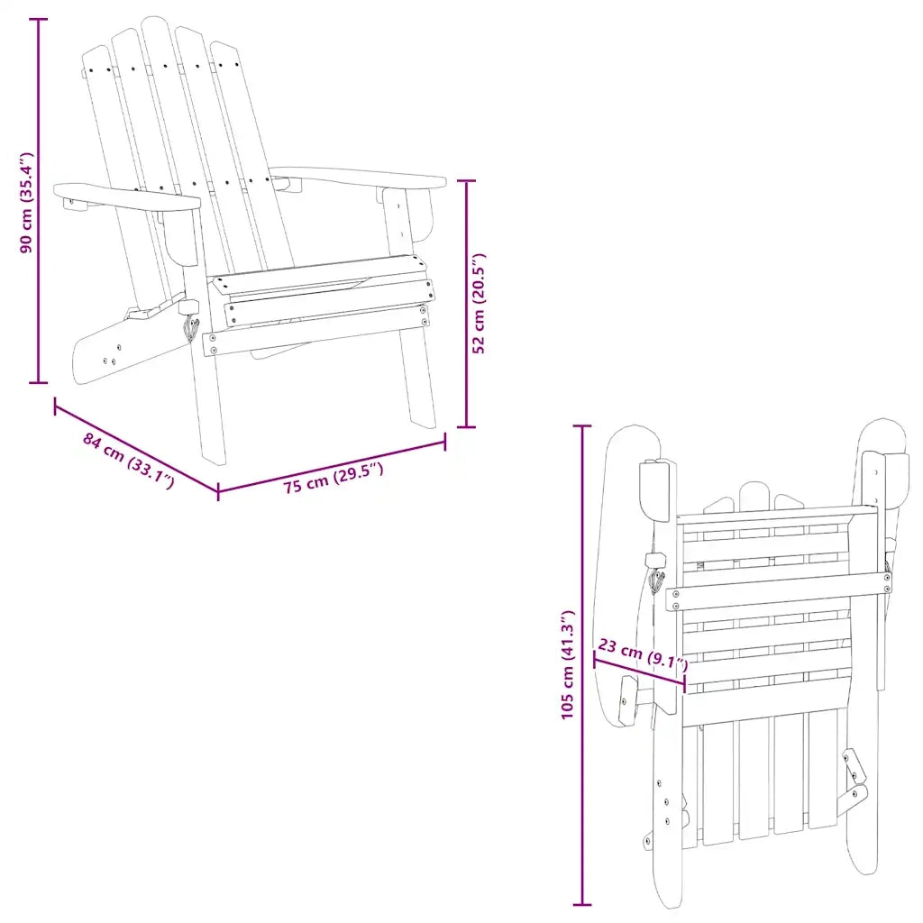 Sedia da Giardino Adirondack con Poggiapiedi Massello di Acacia