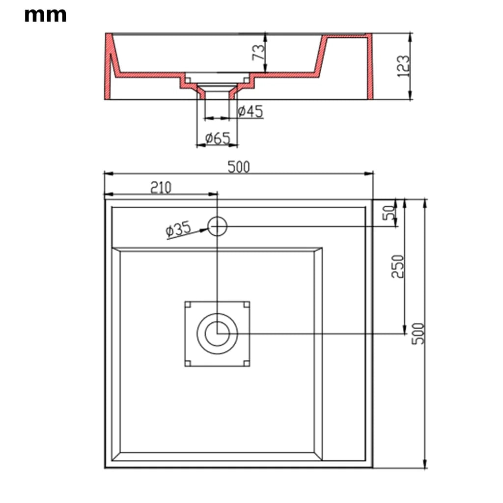 Lavabo lavabo lavabo da appoggio lavabo sospeso arredo bagno cabina doccia cabina WC casa 50 x 50 cm ghisa minerale bianco 02_0002640
