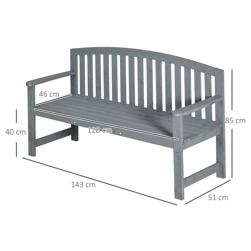 Panchina da giardino a 2 posti in legno resistente alle intemperie con schienali grigia